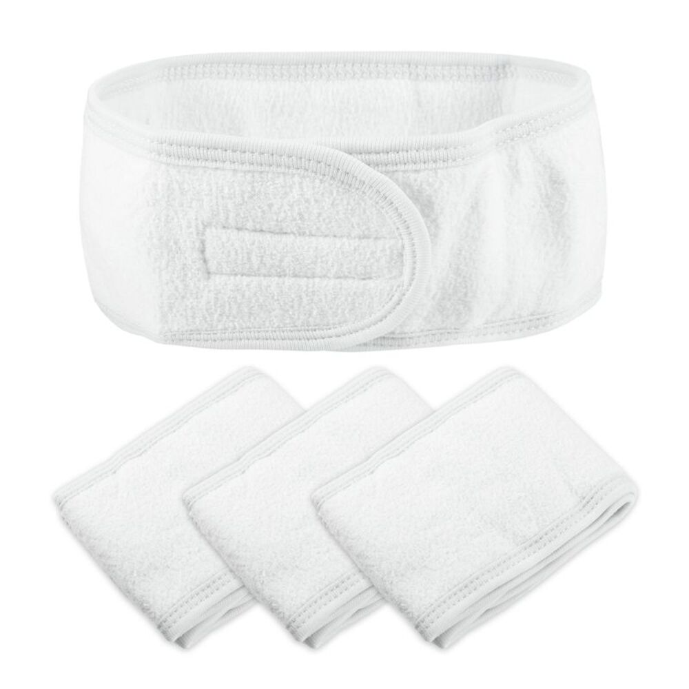 4 Pcs Spa Soft Headband for Face Washing Bath Facial Mask Yoga White